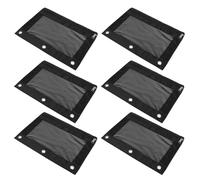 6pcs Black Oxford Cloth 3-Ring Large Capacity File and Pencil Pouch Set with Eyelet Ventilation for B5 Loose Leaf Stationery Storage