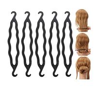 6Pcs Black Plastic Bun Maker Curler Donut Bun Shaper Hair Holder Clip Magic Roll Bun Hair Twist Braiding Tool Hairdressing Hair Styling Accessories For Women Girls