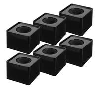 6pcs Black Plastic Square Mic Flag Cube for Interview Reports | 37mm Id Size, Polished Cube Shape, Field Reporting and Press Conference Setup, Handheld Logo Display