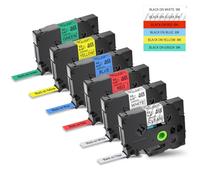 6Pcs Black Print On Clear White Red Blue Yellow Green 047 Inch Label Tape Works with TZ TZe 131 231 431 531 631 731 Label Makers and Similar Models