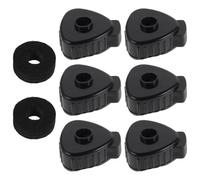 6pcs Black Quick Release Cymbal Cap Toppers for Drum Set Accessories | Triangular Plastic Nuts, Pack with 2 Black Cotton Cushions for Splash Cymbals