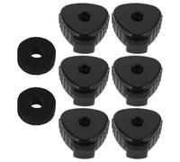 6pcs Black Quick Release Cymbal Nut Replacement Mini Cap Toppers | Plastic and Cotton Set, Triangular Design, for Splash Cymbals, Six Pieces with Two Black Cushions
