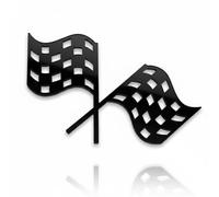 6pcs Black Racing Flag Cupcake Toppers - Fast One Two Fast Racing Birthday Decorations - Acrylic Motorsport Cake Toppers - 80mm x 41mm