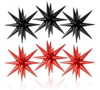 6PCS Black Red Star Balloons, 22Inch Large Star Foil Balloon for Birthday Graduation Festival Film Casino New Year Party Decorations