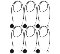 6pcs Black Retractable Stylus Tether with 8mm Ring and Abs Base | Anti-lose Pen Strap for Tablet Pen, Flexible Connection for Office Counters, School Season Decor
