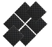 6pcs Black Sponge Sound Absorbing Panel for Room Acoustic Treatment | Unique Structure, Easy Installation, Living Space Use, Sleek Simplicity, Six-piece Set, Black Finish