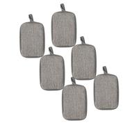 6pcs Black Square Exfoliating Body Sponge with Loop for Shower | Ramie Blend, Rounded Corners and Porous Surface, Face Washing at Sink or Travel Use