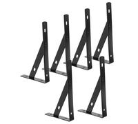 6pcs Black Steel Wall Shelf Bracket Hook Design for Floating Shelves | Cold Rolled Metal, Rust Resistant Finish, Compact Hardware Footprint, Quick Install for Living Room Wall Shelving
