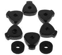 6pcs Black Triangular Quick Release Cymbal Cap Toppers for Drum Kits | Six Pack with Two Black Cotton Cushions, Plastic Build, Splash Cymbals, Quick Installation, Enhanced Stability
