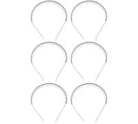 6pcs Black Wavy Metal Teeth Comb Headband for Men | Lightweight Everyday Hair Accessory, Unisex Fit, Comb Style Holds Strands without Pulling or Slipping