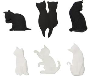 6Pcs Black White Heat-resistant Silicone Tea Bag Clips Set Cartoon Cat-shaped Reusable Holders for Bags Drink Markers Food Coffee Tea Accessories