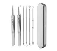 6Pcs Blackhead Remover Tool Kit - Precision Tweezers, Pimple Popper, Milia/Ingrown Hair Extractor, Comedone Clip Set for Nose/Eye/Face Skin Blemish, Beauty Care for Women & Girls