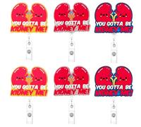 6pcs Bling Glitter Kidney Badge Reel Holder Retractable for Certified Nurse Assistant Name Tag Card,Funny Accessories Essentials,Cute Medical Assistant Accessories for Office Hospital Nurses Gifts.
