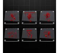 6PCS Blood Spatter Slide Coasters Halloween Square Anatomic Brain Coasters Funny Acrylic Organ Brain Slices Coasters for Neuroscience Medical Student Scientists Human Anatomy Gift Brain Slices Decor