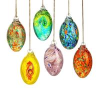 6PCS Blown Glass Egg Ball Ornaments Hanging Crystal Eggs Decorative Gifts