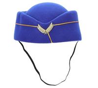 6pcs Blue Air Hostess Hat Felt Pillbox Stewardess Cosplay Accessory | Worsted Fabric, Secure Fit, Easy to Wear, Bright Smooth Finish, for Parties, Role Play and Costume Performances