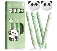 6PCS Blue Erasable Pens with Panda Erasers, Cute Animal Writing Instruments, 0.5mm for Kids, Kawaii Stationery Gifts