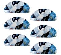 6PCS Blue Flower Series White Pigeon-2119 Shell Cup Handles Drawer Pull Handles Knobs Semicircle Cup Handle with Screws for Kitchen Furniture Cabinet Wardrobe Cupboard