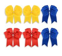 6PCS BMYUK Bow Hair Clips 6 inch with Long Silky Satin Tail Large Slides French Barrettes Accessories Solid Color Ponytail Holder for Women Girls Birthday Party