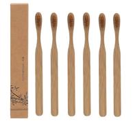 6pcs Boar Bristle Toothbrush, Disposable Soft Bristle Bamboo Toothbrushes with Natural Wooden Handle for Gentle Cleanings, Travel Adults Oral Care, Zero Waste Lifestyle