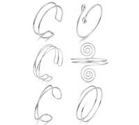 6Pcs Boho Coil Arm Cuff Bangle Set - Adjustable Minimalist Open Arm Cuff Armlet Armband