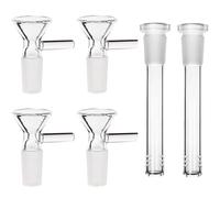 6Pcs Bong Bowl and Downstem Set, 14mm Bowl Piece with 4 Glass Pipes and 2 Downstems, Compatible with Water Bong and Oil Rig, Portable for Travel and Easy Cleaning