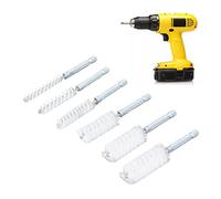 6PCS Bore Brush Bore Cleaning Brush Set 4 Inch Rust Proof Twisted Wire Cleaning Brush with 1/4 Inch Hex Shank for Power Drill Impact Driver in 6 Sizes (Nylon (White))