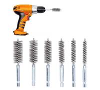 6PCS Bore Brush Bore Cleaning Brush Set 4 Inch Rust Proof Twisted Wire Cleaning Brush with 1/4 Inch Hex Shank for Power Drill Impact Driver in 6 Sizes (Steel Wire (Silver))