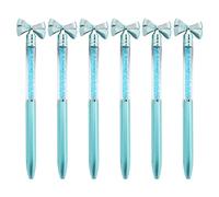 6Pcs Bow Ballpoint Pen Crystal Bead Signing Twist Action 1.0MM Tip, Write Smoohtly Business Gift Working