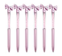 6Pcs Bow Ballpoint Pen Crystal Bead Signing Twist Action 1.0MM Tip, Write Smoohtly Business Gift Working