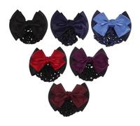 6pcs Bow Knot Hair Clip with Mesh Net Fabric Elegant Women | Office and Party Wear, Hot Weather Use, High Elasticity, Professional Design for Girls