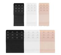 6PCS Bra Extenders 3 Hook/4 Hook Women Elastic Extensions Bra Lady’s Breathing Room Stretchy Brasier Extension Strap Soft and Comfortable (Black White Skin)