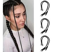 6Pcs Braid Hair Extensions Baby Braids Front Side Bang Curtain Straight Ponytail Clip in Hair Extensions for Women Girls Kids Daily Use (Natual Black)