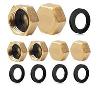 6PCS Brass Blanking Cap, 1/2 Inch Female Blanking Stop Cap Hex Hose Caps Nut Radiator Blanking Cap Brass Plumbing Fitting for Washing Machine Radiator Valve