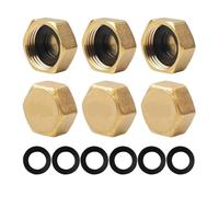 6Pcs Brass Blanking Caps, Durable Hex Brass Female Stop Caps (1/2 Inch), Ideal for Plumbing, Washing Machine, Radiator Valves, and Tap Faucets (Yellow-1/2-6pcs)