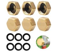 6pcs Brass Blanking Nuts Caps - Female Blanking Stop Caps, Leak-Proof Brass Plumbing Fittings for Plumbing Solutions, Radiator Blanking, Female Blanking Stop Cap with Washers