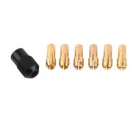 6pcs Brass Collet Chuck Sleeves Set, 1mm 3.2mm Grasp Capacity, M8x0.75mm Cap, Sturdy Carbon Steel Black Cap, Fast Chucking for Rotary Tools