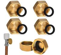 6PCS Brass End Cap, Internal Thread Spigot, Hex Brass Blanking Nut Caps, for Washing Machine Radiator Valve faucets Tap, Plumbing Solutions (1/2 inch)