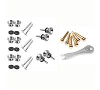 6Pcs Brass Endpin with Guitar Bridge Pin Puller & 10Pcs Metal Strap Buttons End Pins with Mounting Screws