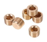 6pcs Brass Npt Male Plug 1/8 with Internal Hexagon External Thread | Golden Brass Fitting, Secure Thread Fit, Quick Hex Installation for Pneumatic Lines and Workshop Use