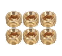 6pcs Brass Npt Male Plug with Internal Hexagon External Thread | Bulk, Golden Brass Finish, Corrosion Resistant, for Pneumatic Pipelines and Plumbing Repairs