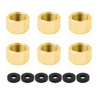 6pcs Brass Pipe Cap with Rubber Gasket, 3/8" NPT Female Pipe Plug Hex Compression Thread Head Cap Male End Cap Gas Line Cap Plumbing Fittings for Water Line