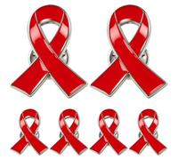 6PCS Breast Cancer Pin Red Ribbon Enamel Pin Versatile Alloy Breastpin Disease Awareness Ribbon Pins Badge Decorations Accessories for Public Charity Fundraiser Events Prevent Health