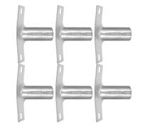 6pcs Broom Handle Adapter, Iron Quick Release Connector for Push Brooms | Silver Metal Bracket, Tight Fit Coupling, Suits 2.5cm Rods, Enables Fast Head Changes during Facility Upkeep