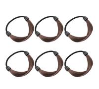 6pcs Brown Elastic Hair Ties for Women Wig Hair Extensions | Synthetic Fibre, Nylon and Velvet Blend, Bowknot Accessory, Casual School Use, Tidy Look with Close Colour Match