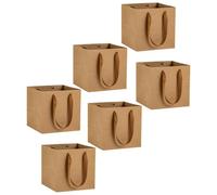 6pcs Brown Kraft Paper Gift Bag for Flowers, Bonsai, Cakes | Large Capacity, Portable, Clean Safe Packaging, Square Shape for Takeaway and Gifting