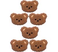 6Pcs Brown Plush Iron On Patches, Cute Bear Patches Cartoon Clothes Appliques Creative Animal Badges, Soft Sewing Appliques DIY Sewing Patches, Embroidered Appliqué Patches