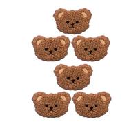 6Pcs Brown Plush Iron On Patches, Cute Bear Patches Cartoon Clothes Appliques Creative Animal Badges, Soft Sewing Appliques DIY Sewing Patches, Embroidered Appliqué