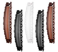 6Pcs Brown, White, Black Banana Clips, Hair Clincher Combs Bananas Vintage Large Hair Clip for Thick Banana Clips Set for Women Stylish Hair Styling Accessories for Ponytails, Fishtails