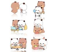 6PCS Bubu Dudu Cute Fridge Magnets, Kawaii Cartoon Panda Small Magnets for Kitchen, Office, Locker, Adorable Animal Magnetic Fridge Stickers for Home Decor, Adults, Kids
